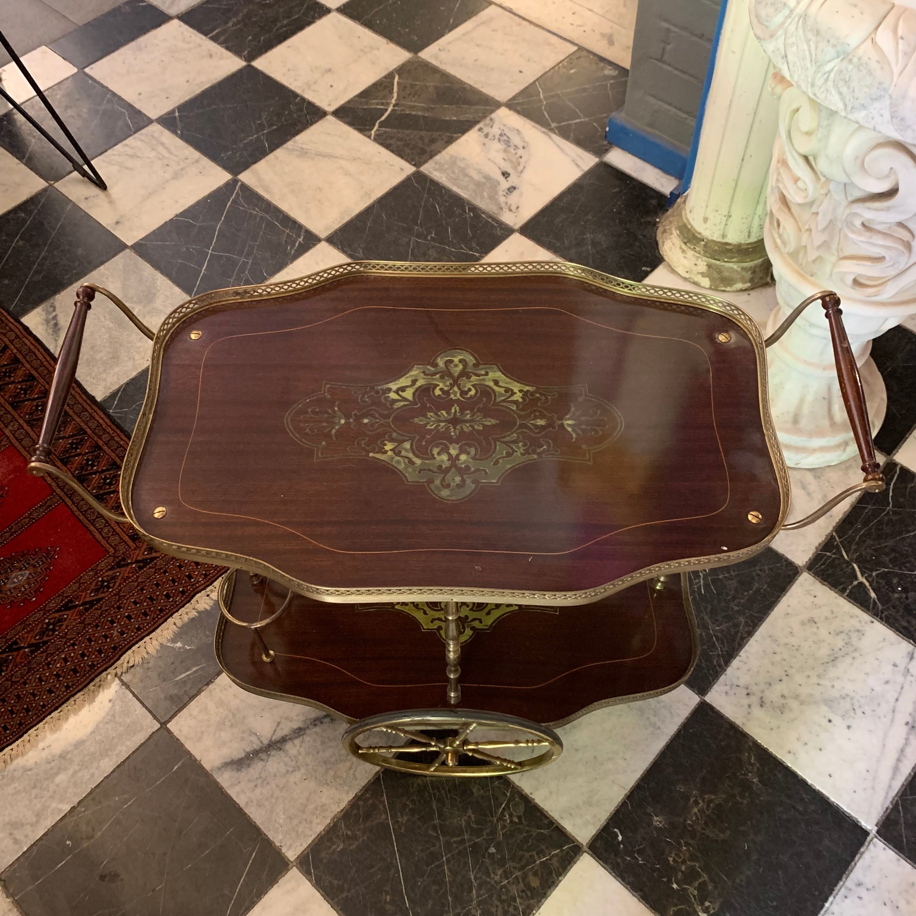 Vintage Inlaid Drinks Trolley with  Double Ended Handles - SOLD