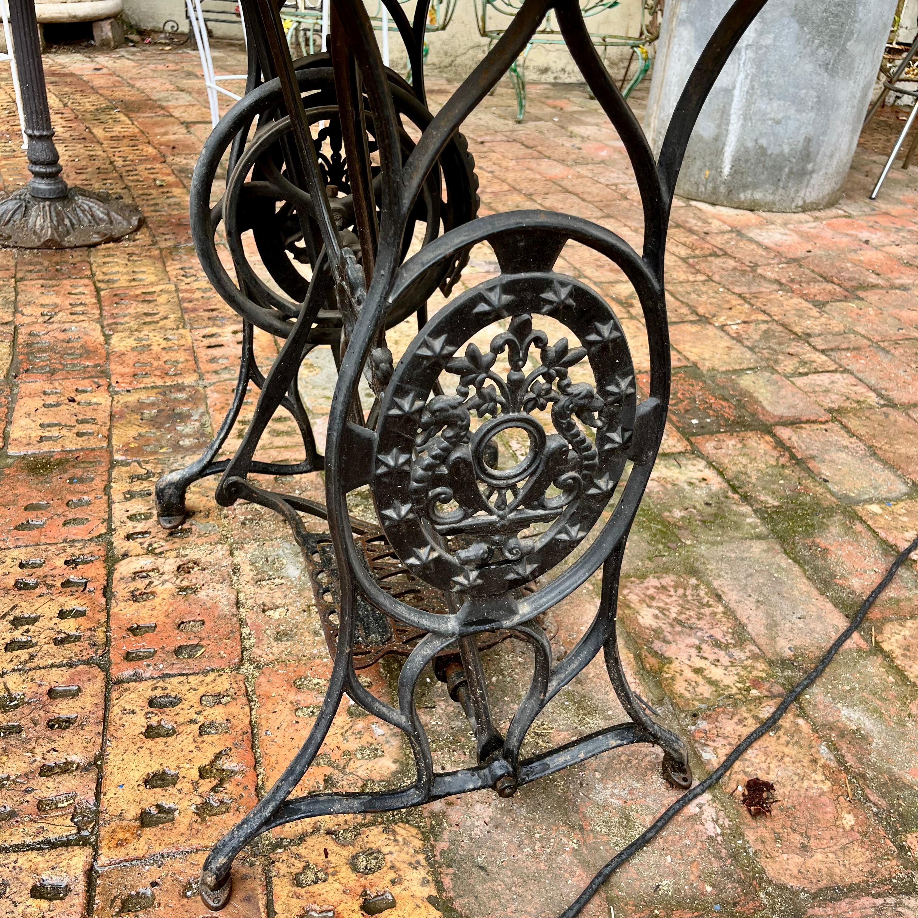 Out Door Marble and Cast Iron Sewing Machine Table
