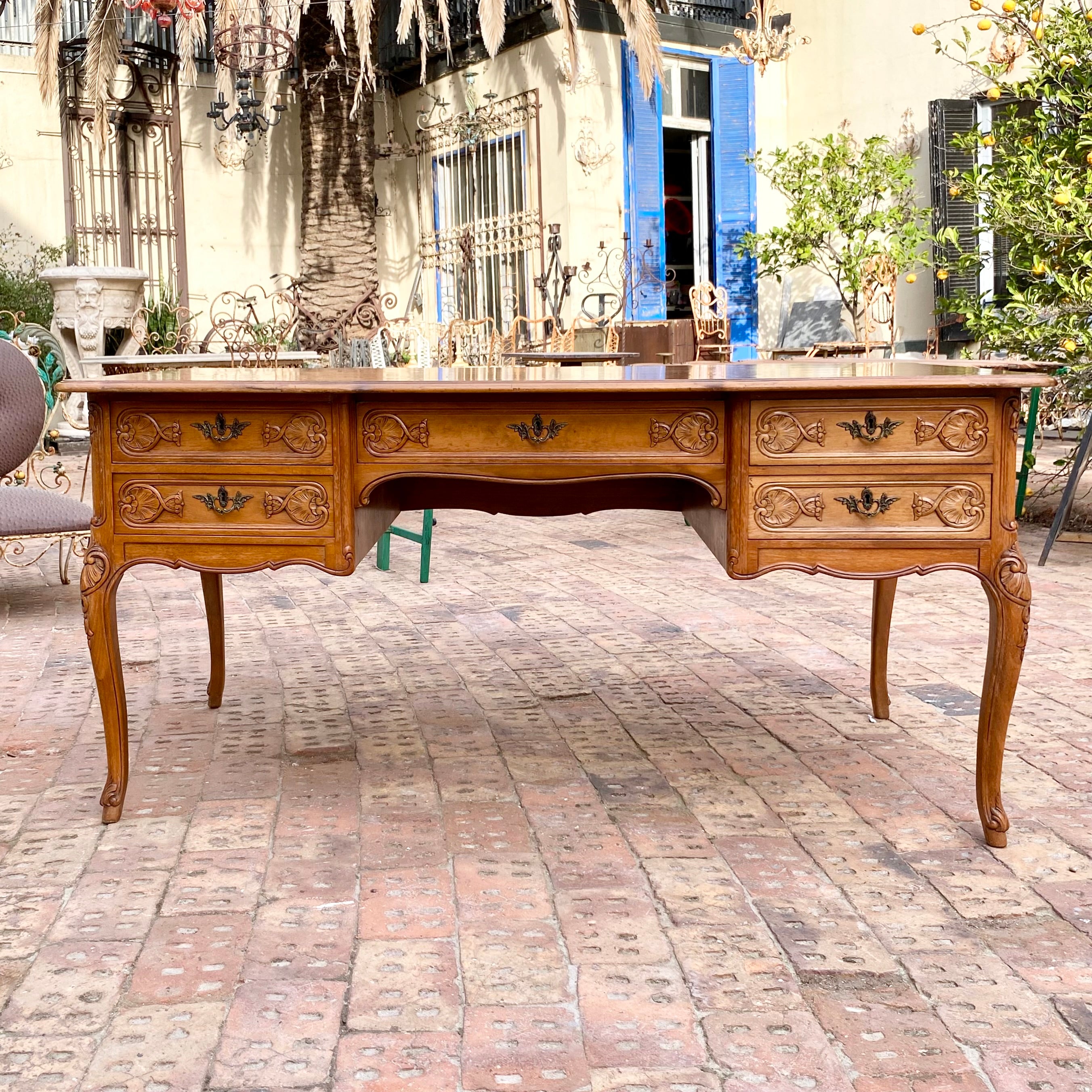 Antique Carved Oak French Desk - SOLD