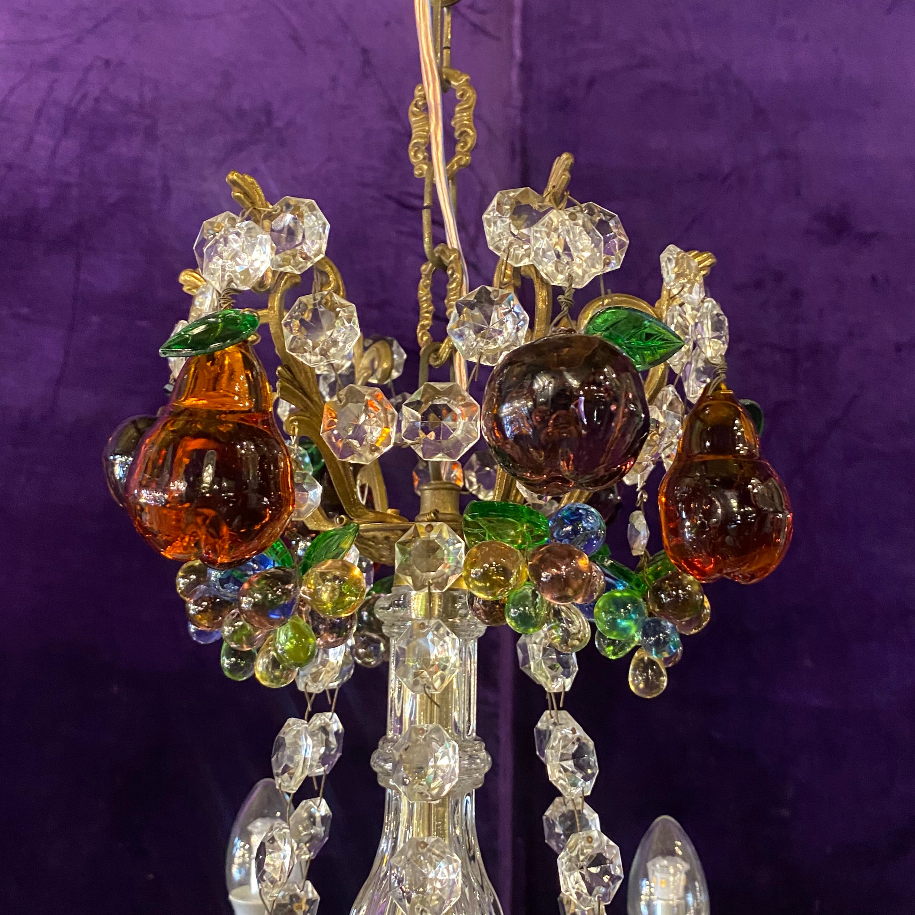 Stunning Antique Italian Blown Glass Fruits Chandelier - SOLD