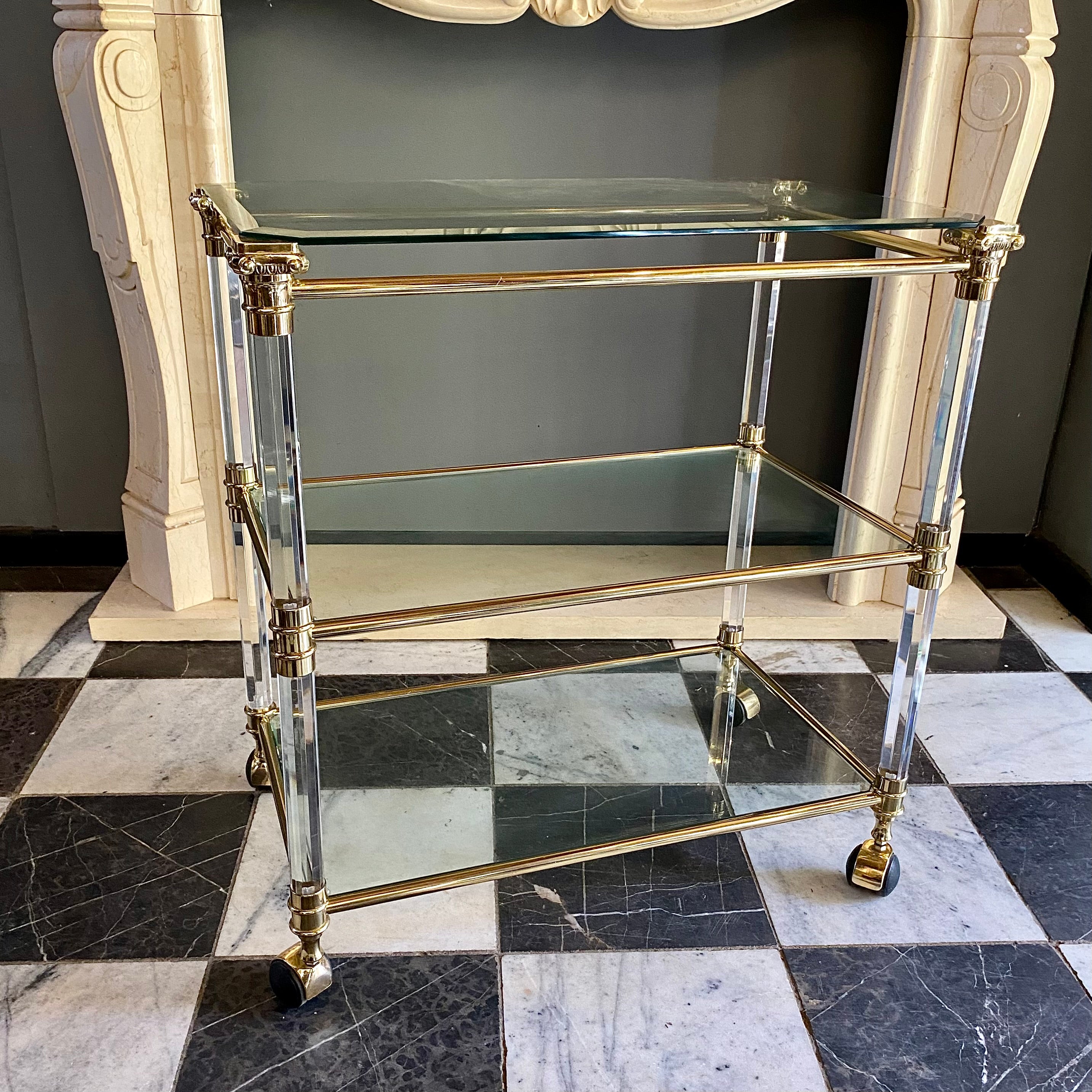 1960's Brass and Glass Drinks Trolley - SOLD