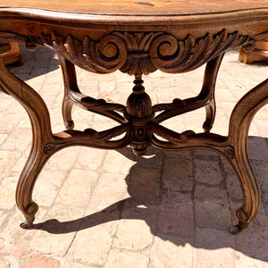 Antique Oak Table with Serpentine Details