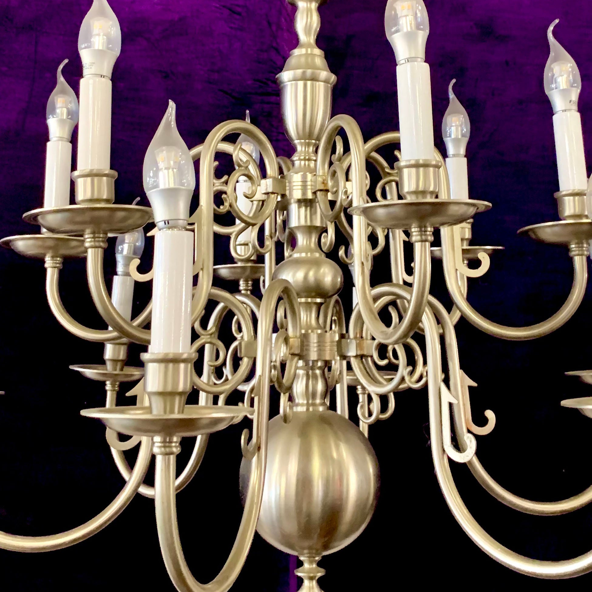 Double Tier Antique Flemish Chandelier in Aged Nickel Finish