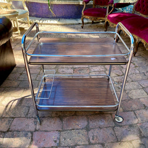 Retro Vintage Dark Wood Drinks Trolley