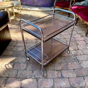 Retro Vintage Dark Wood Drinks Trolley