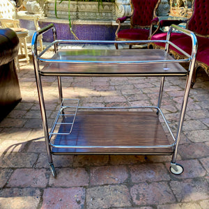 Retro Vintage Dark Wood Drinks Trolley