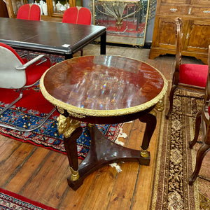 Empire Style Centre Table with Ram’s Head Mounts in Rosewood Veneer, Mid-20th Century