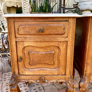 Pretty Pair of Antique Oak French Bedside Pedestals - SOLD