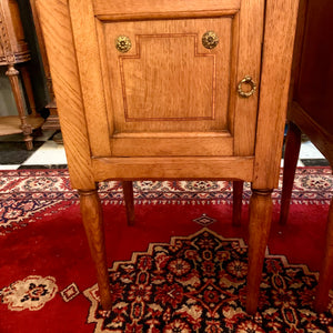 Antique Pair of Oak Pedestals with Striking Marble Top - SOLD