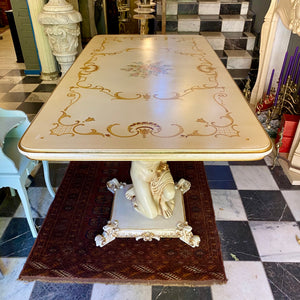 Exquisite Italian Hand Painted and Gilt Dining Room Table Set