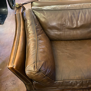 Dark Brown Knoll Leather Sofa