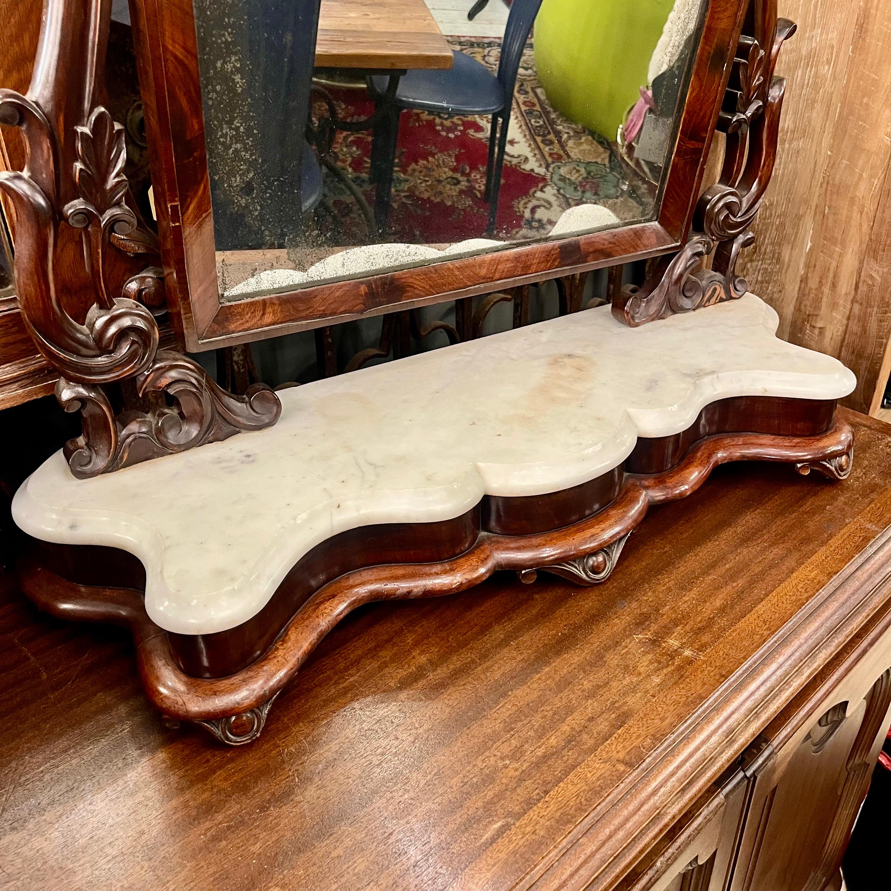 Antique Flame Mahogany Table Mirror