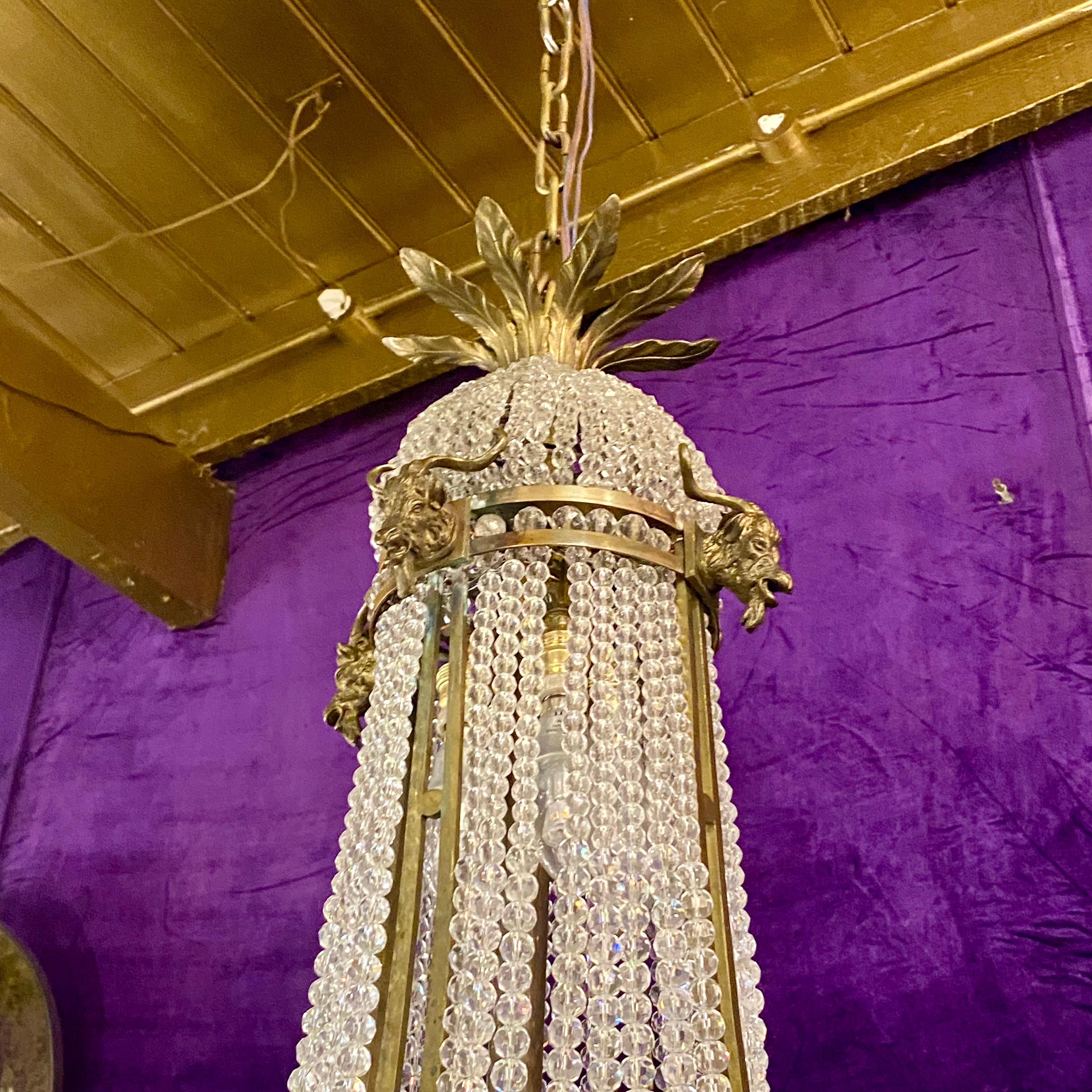 Antique Neoclassical Chandelier with Rose and Ram details