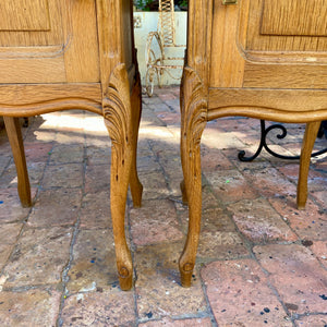 Antique Oak Bedside Pedestals with Cabriole Legs and Marble Top - SOLD