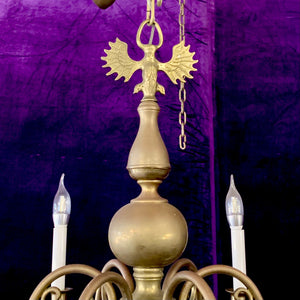 Stylish Antique Polished Brass Flemish Chandelier