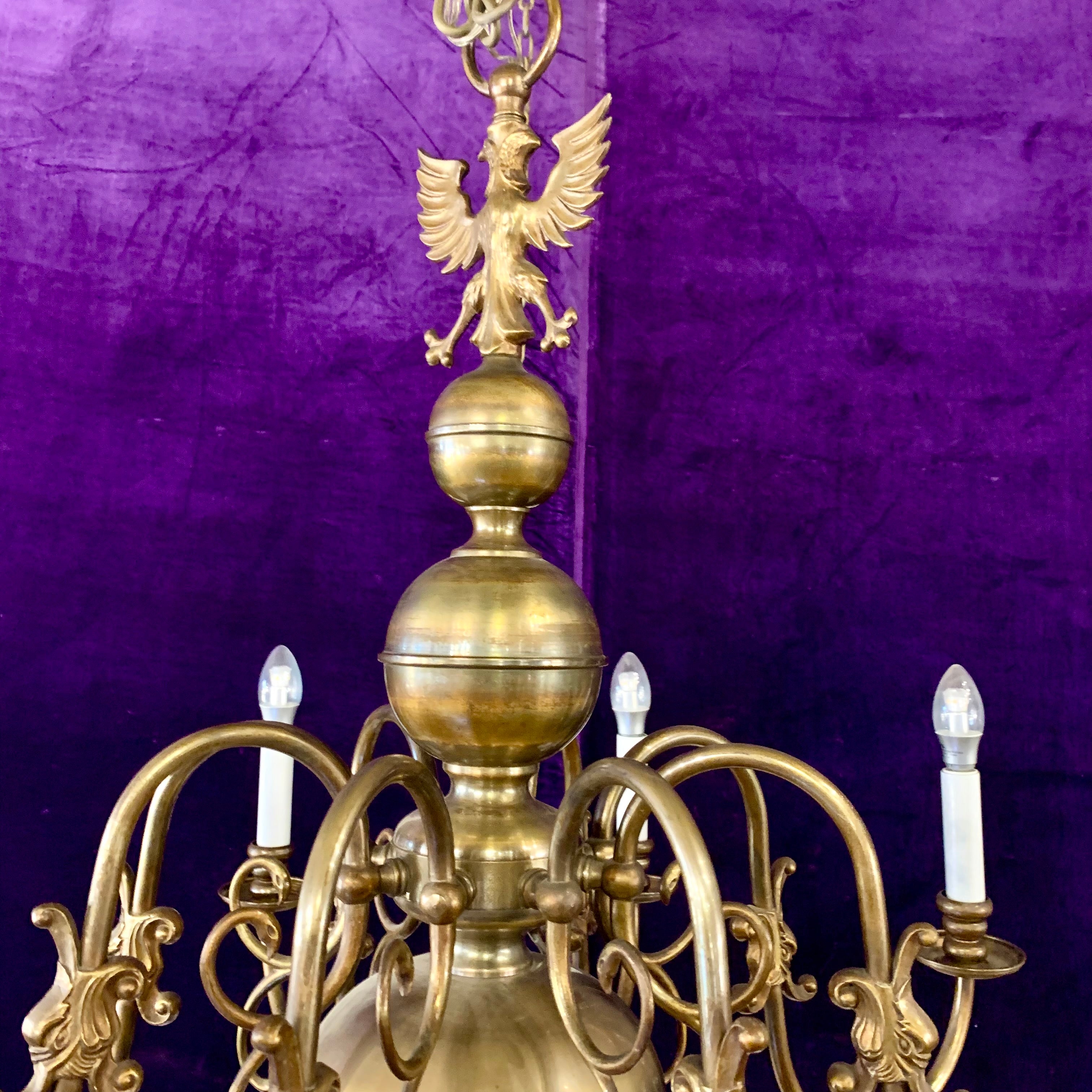 Antique Brass Single Tier Flemish Chandelier - SOLD