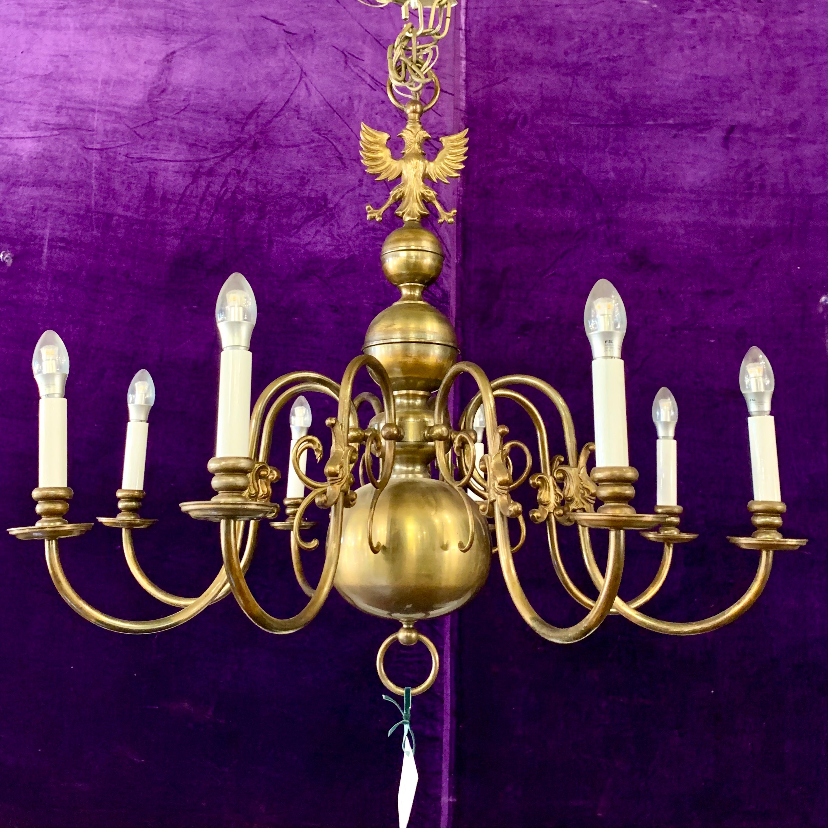 Antique Brass Single Tier Flemish Chandelier - SOLD