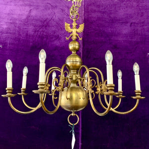 Antique Brass Single Tier Flemish Chandelier - SOLD