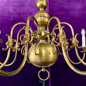 Antique Brass Single Tier Flemish Chandelier - SOLD