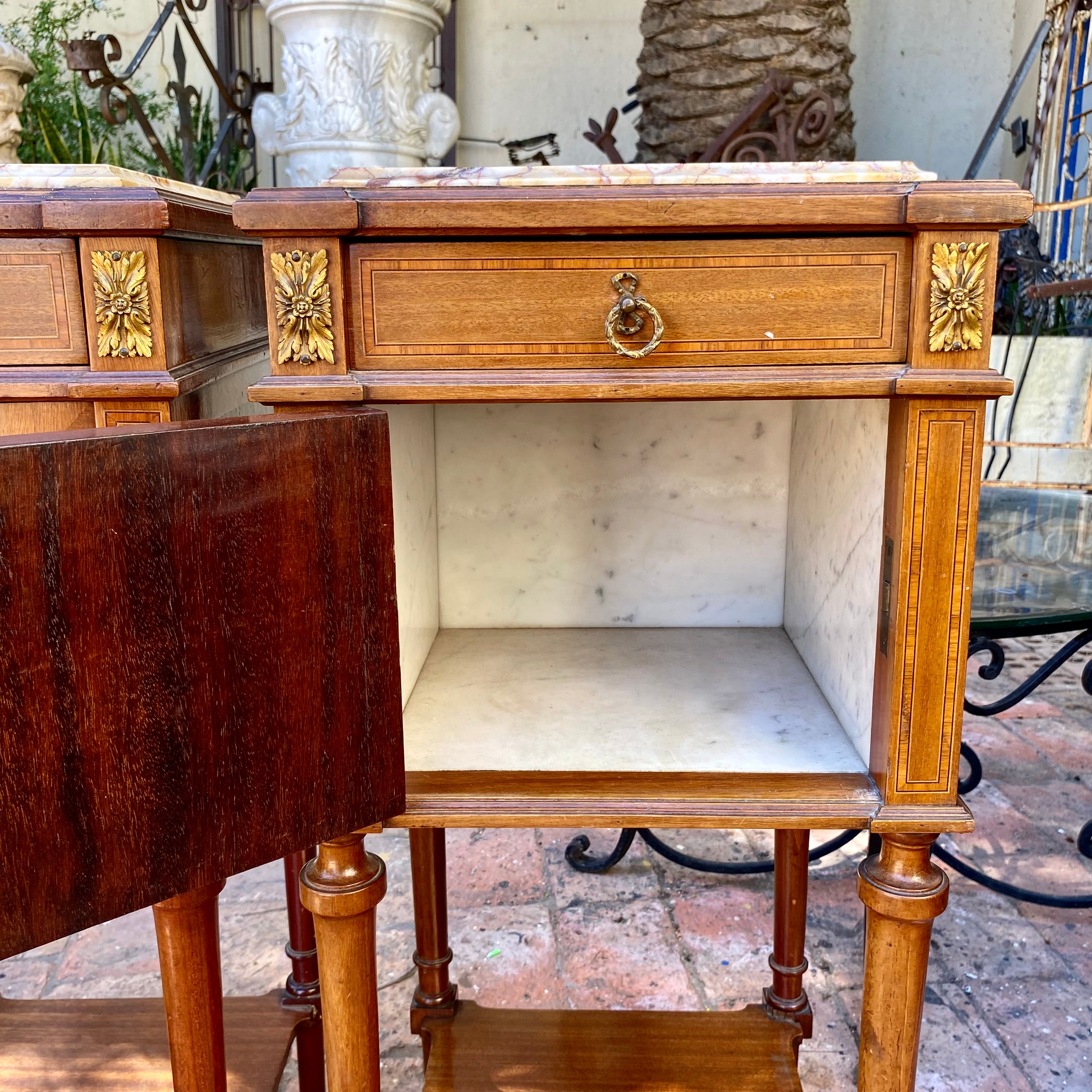 Pair of Art Deco Walnut Bedside Pedestals