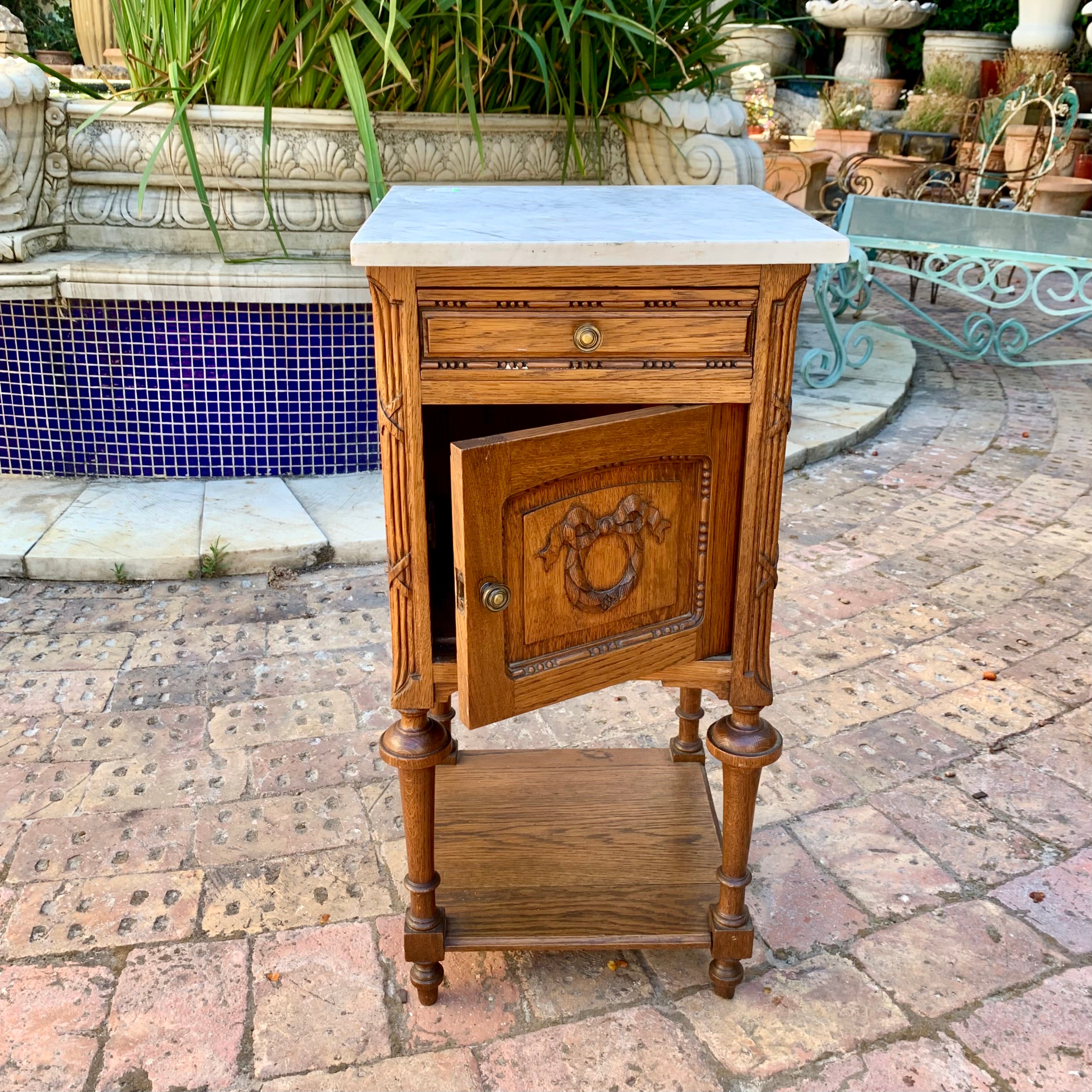 Adorable Single Antique Oak Bedside Pedestal - SOLD