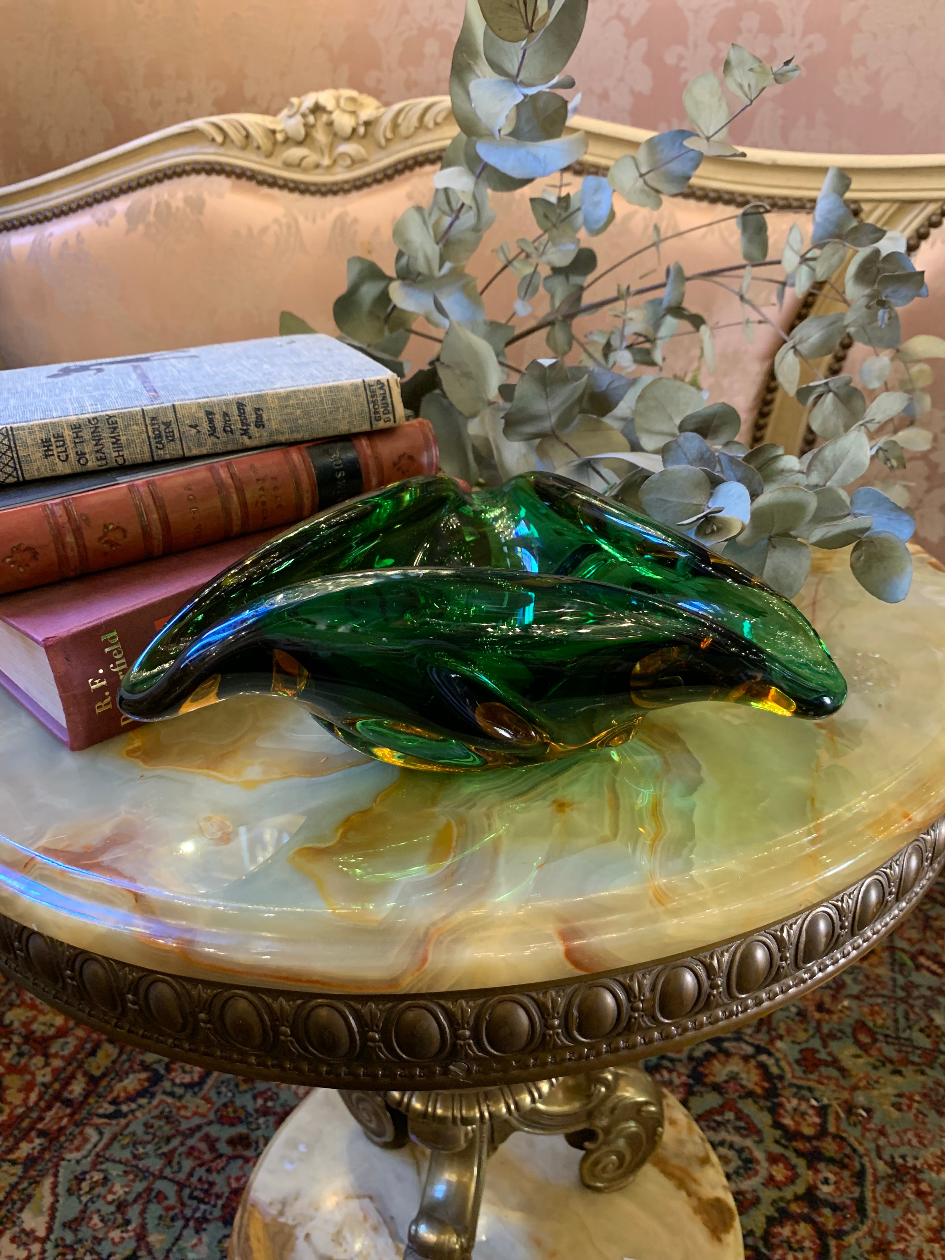 Gorgeous Green Large Murano Dish