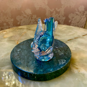 Cute Clear and Blue Fish Murano Ornament