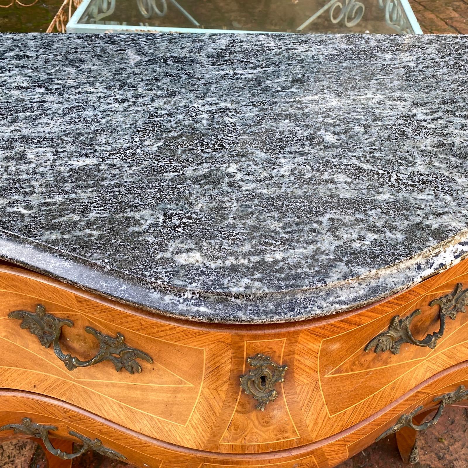 Antique Bombe Chest with Mottled Marble Top