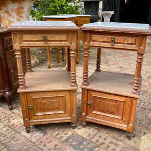 Antique Oak Bedside Pedestals - SOLD