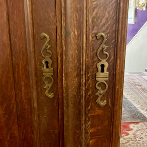 Sizable Antique Oak Wardrobe with Mirror
