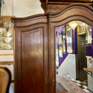Sizable Antique Oak Wardrobe with Mirror