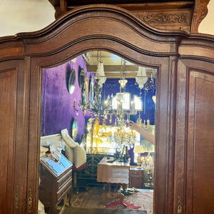 Sizable Antique Oak Wardrobe with Mirror