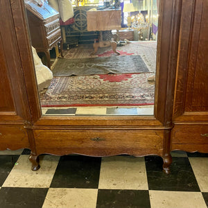 Sizable Antique Oak Wardrobe with Mirror
