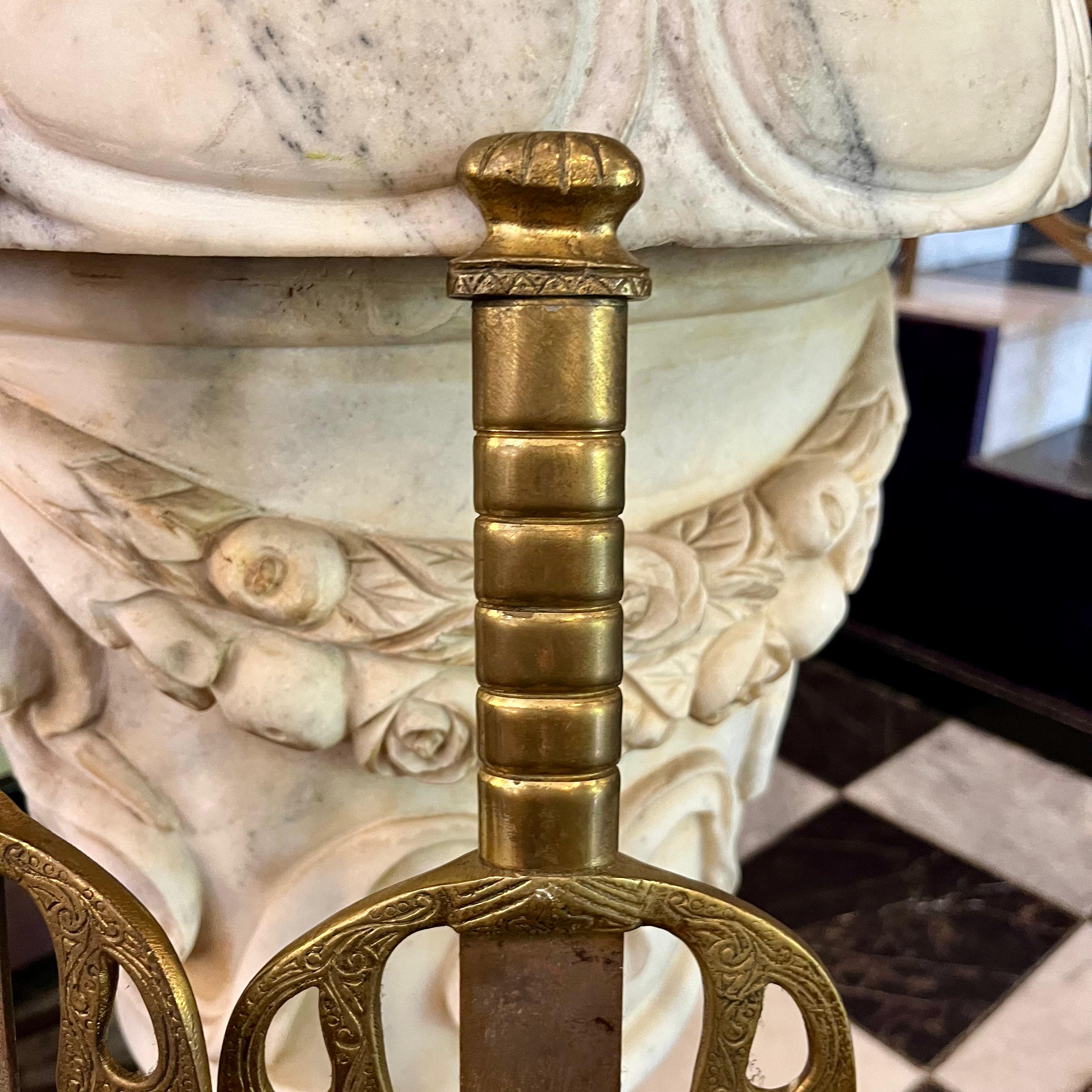 Pair of Antique Decorative Swords – Brass Hilts with Ornate Guards