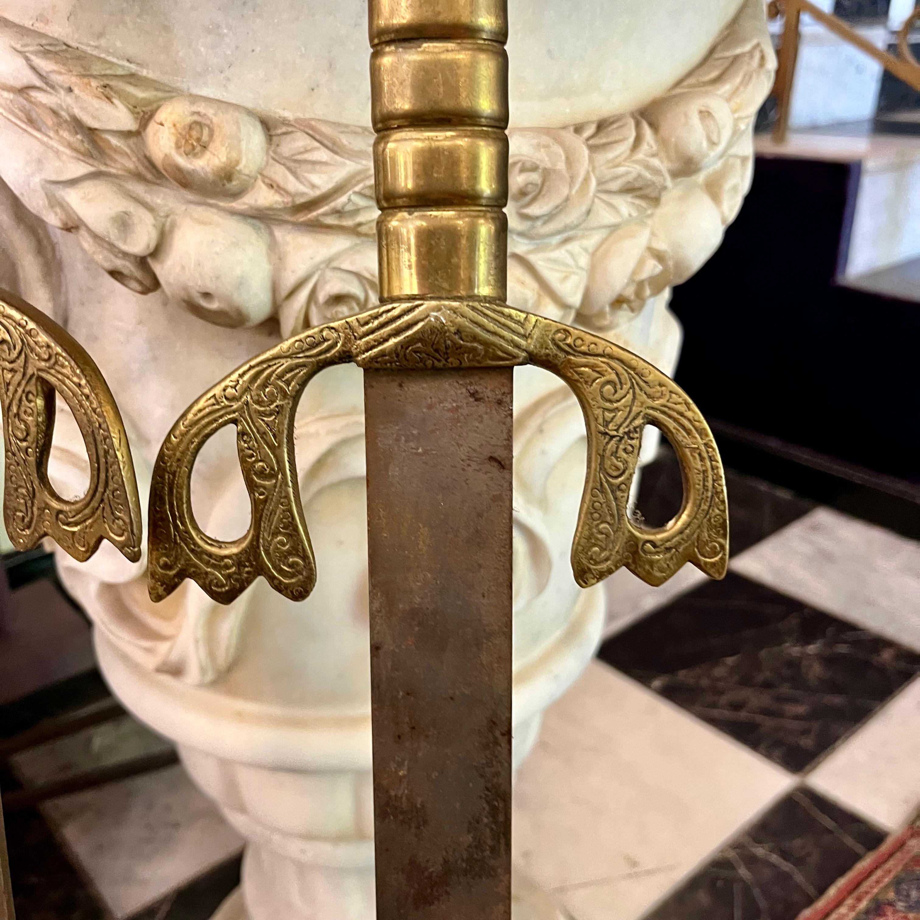 Pair of Antique Decorative Swords – Brass Hilts with Ornate Guards