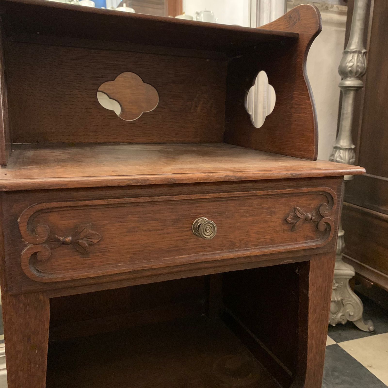 Pair of Antique Open Shelved Bedside Pedestal