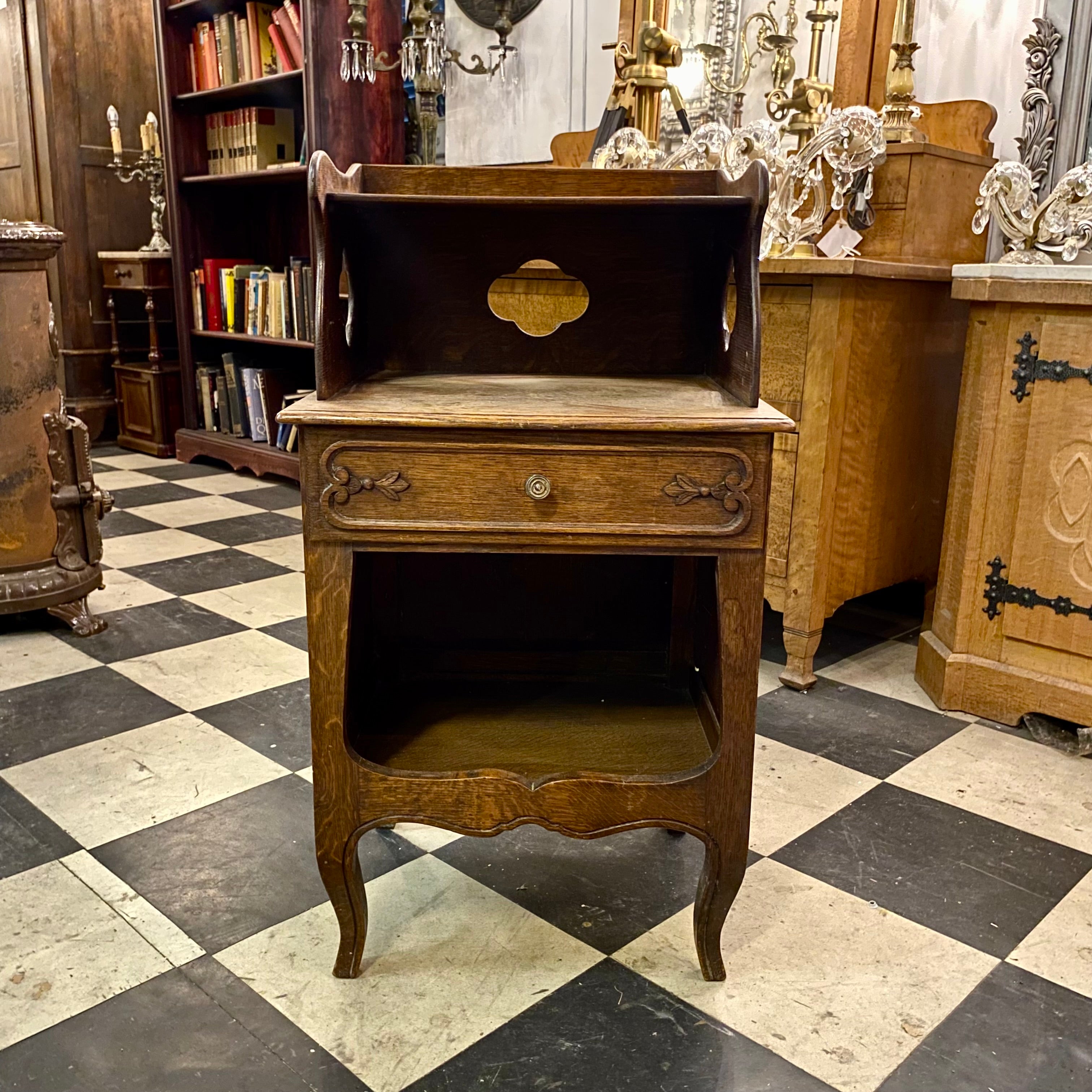 Pair of Antique Open Shelved Bedside Pedestal