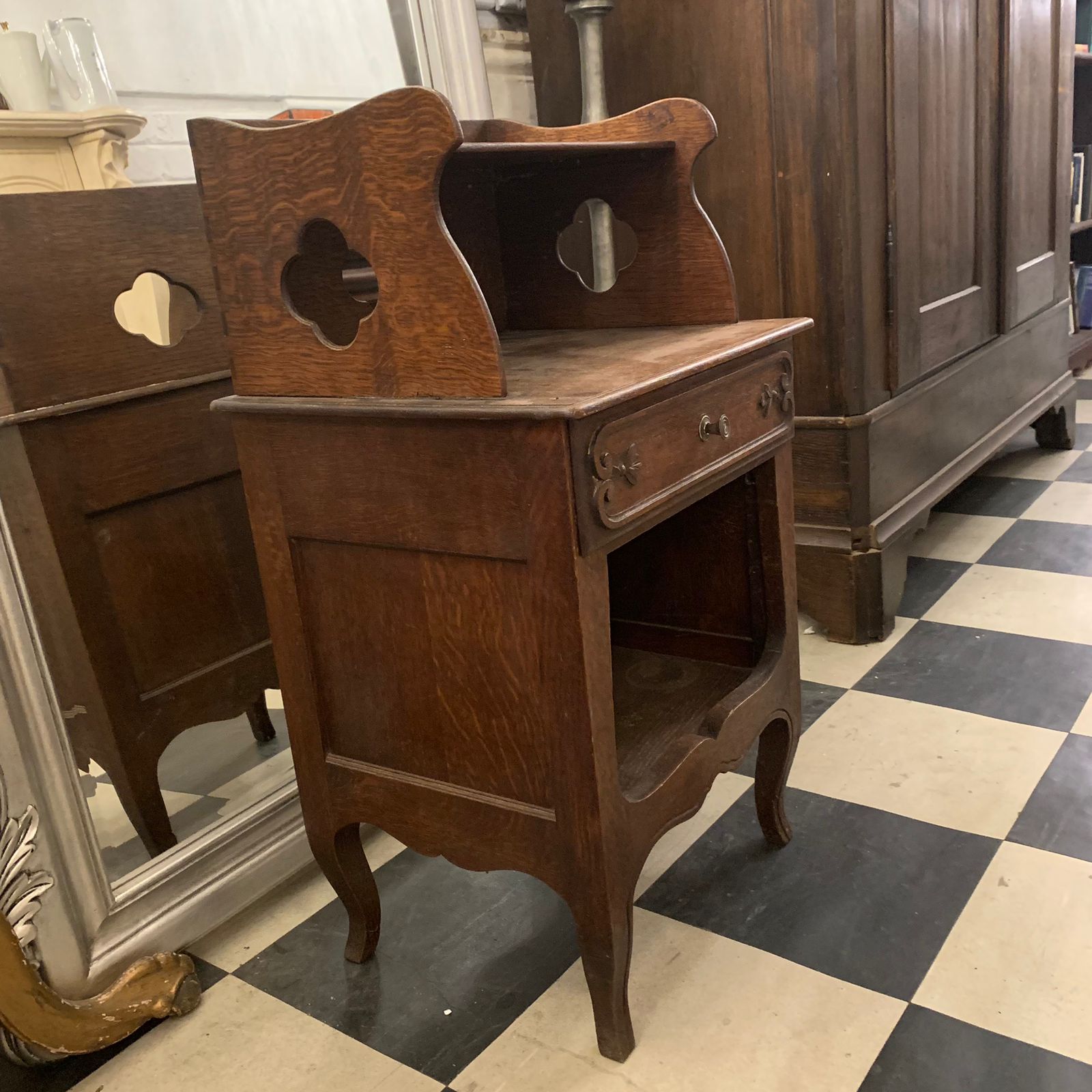 Pair of Antique Open Shelved Bedside Pedestal