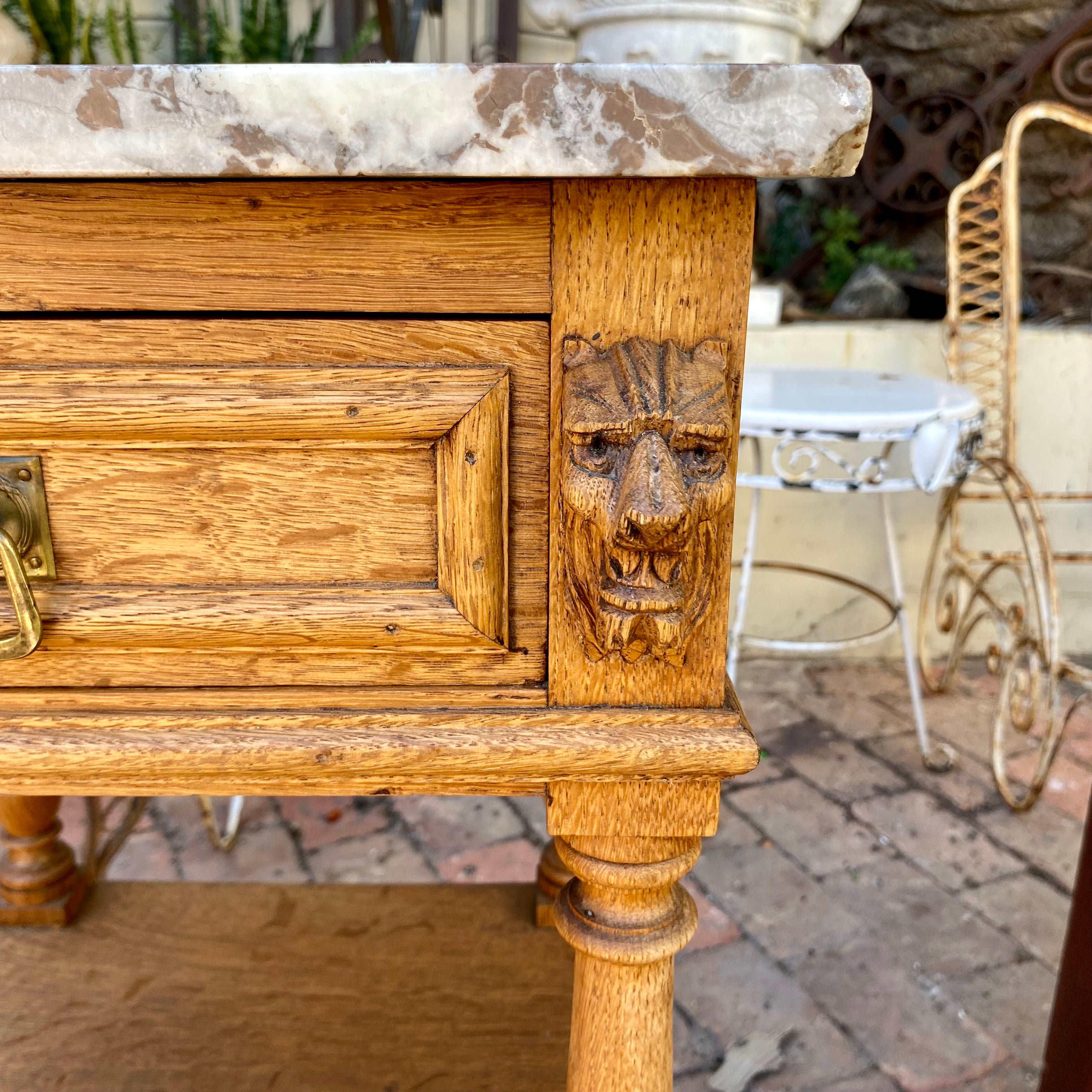 Beautiful Antique Single French Oak Bedside Pedestal