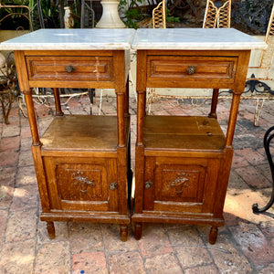 Antique Oak Bedside Pedestals