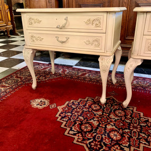 Sizable Vintage French Cream Bedside Pedestals