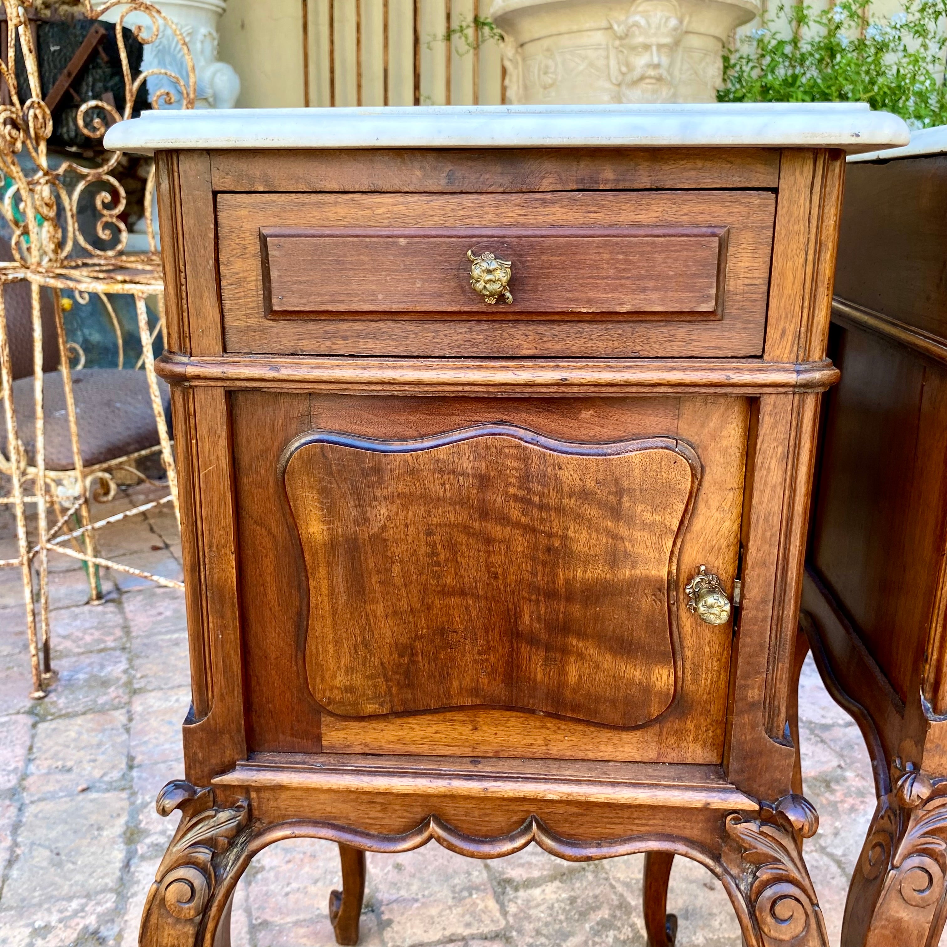 Elegant Pair of Antique Bedside Pedestals with Cabriole Legs