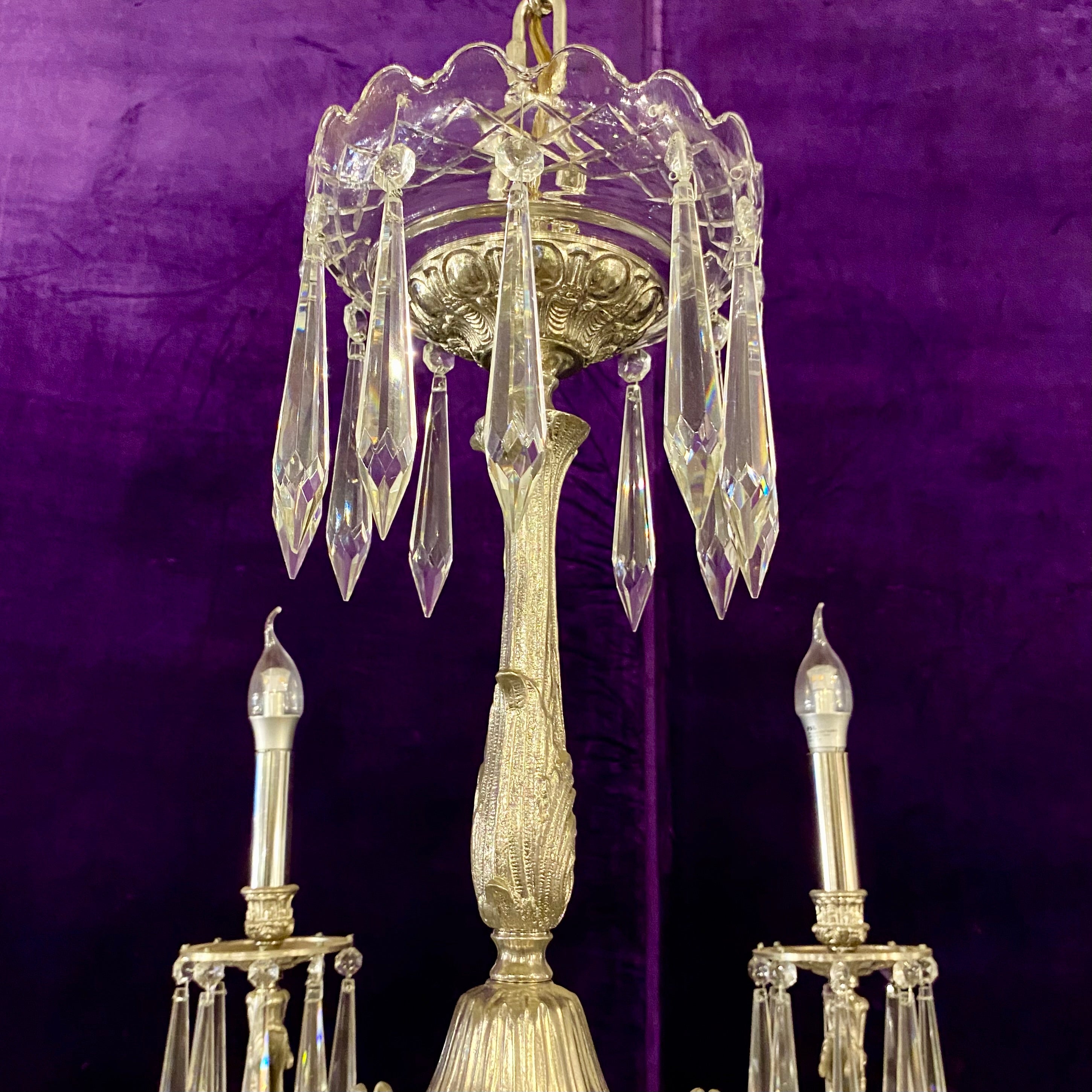 Fantastic Antique Silver and Crystal Chandelier