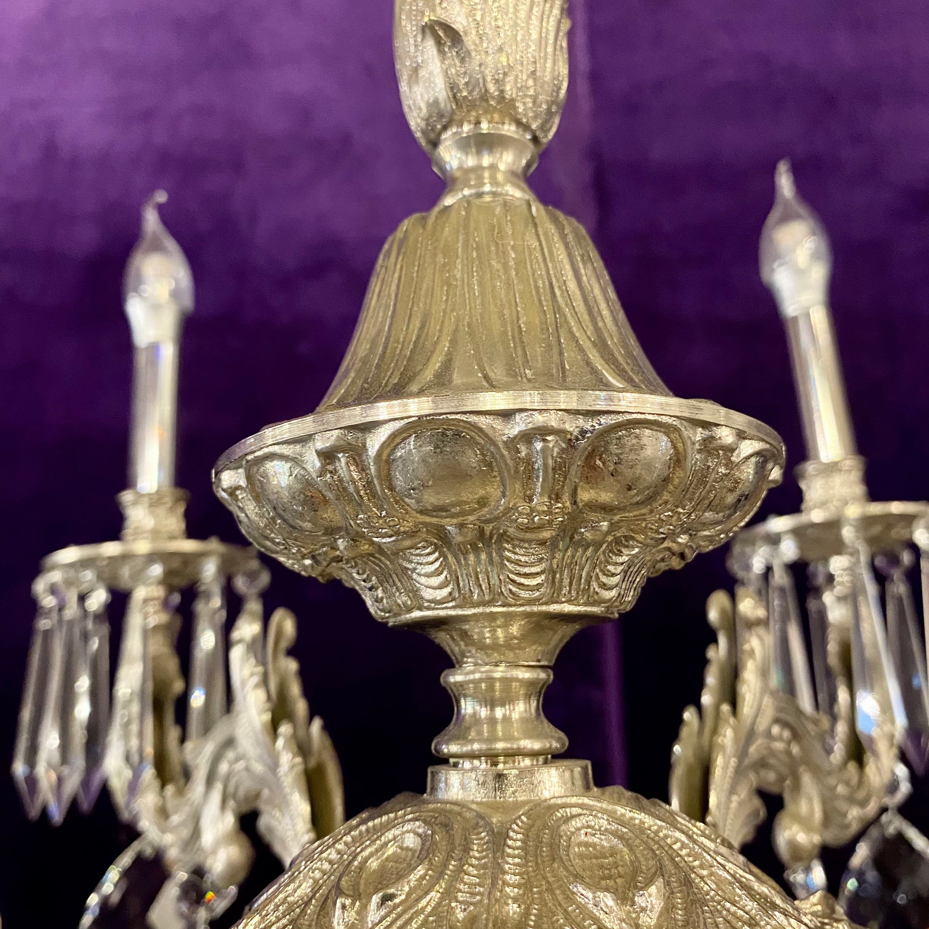 Fantastic Antique Silver and Crystal Chandelier