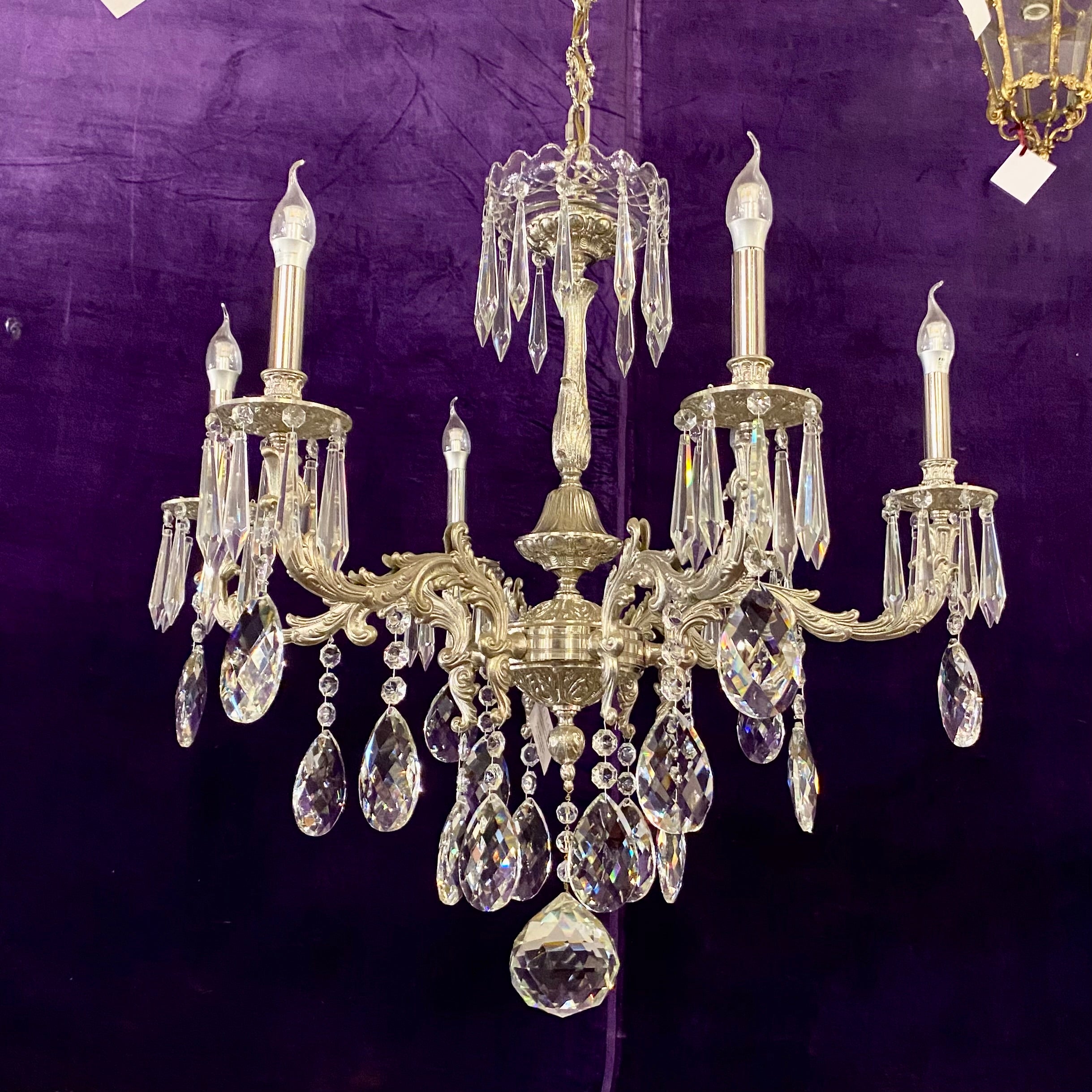 Fantastic Antique Silver and Crystal Chandelier