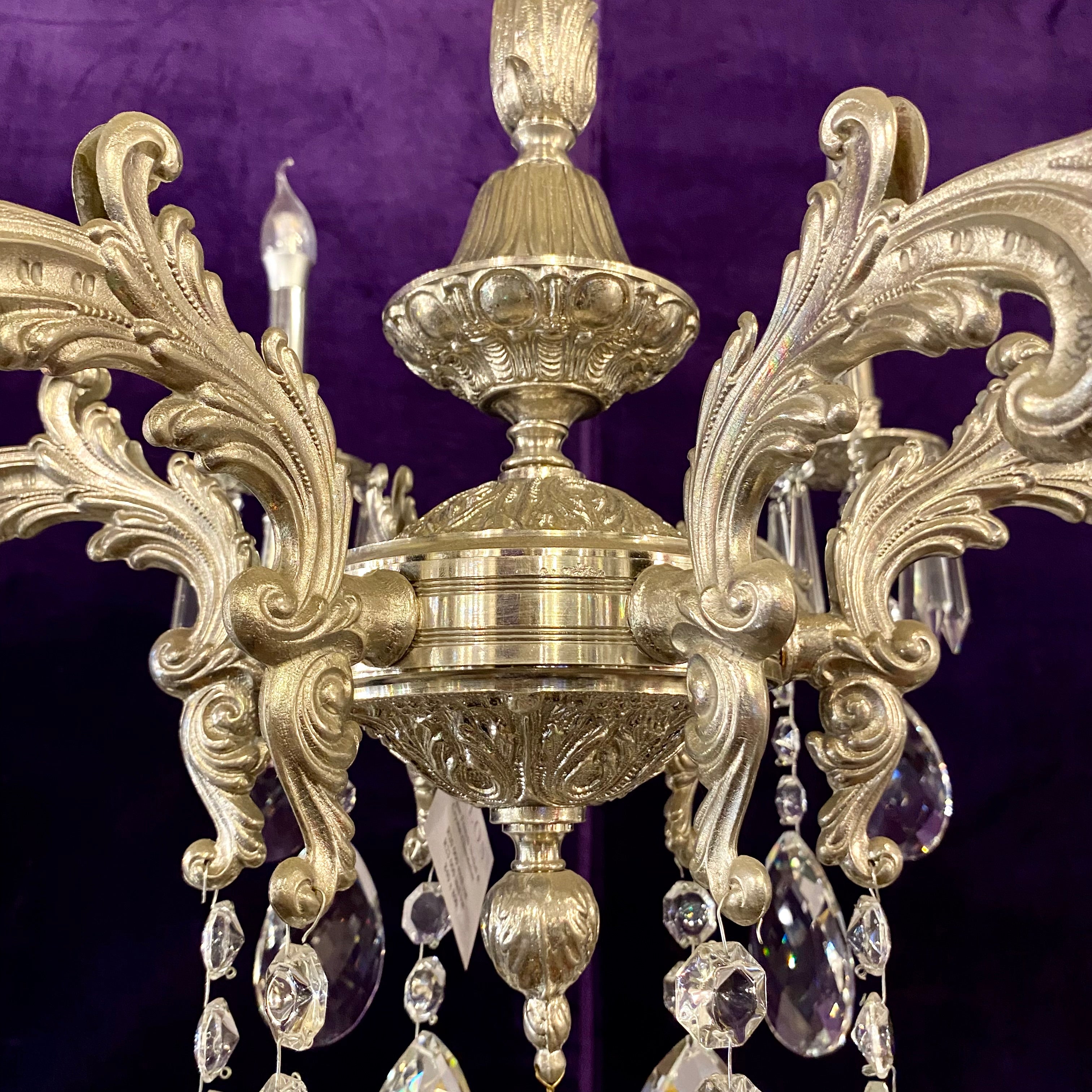 Fantastic Antique Silver and Crystal Chandelier