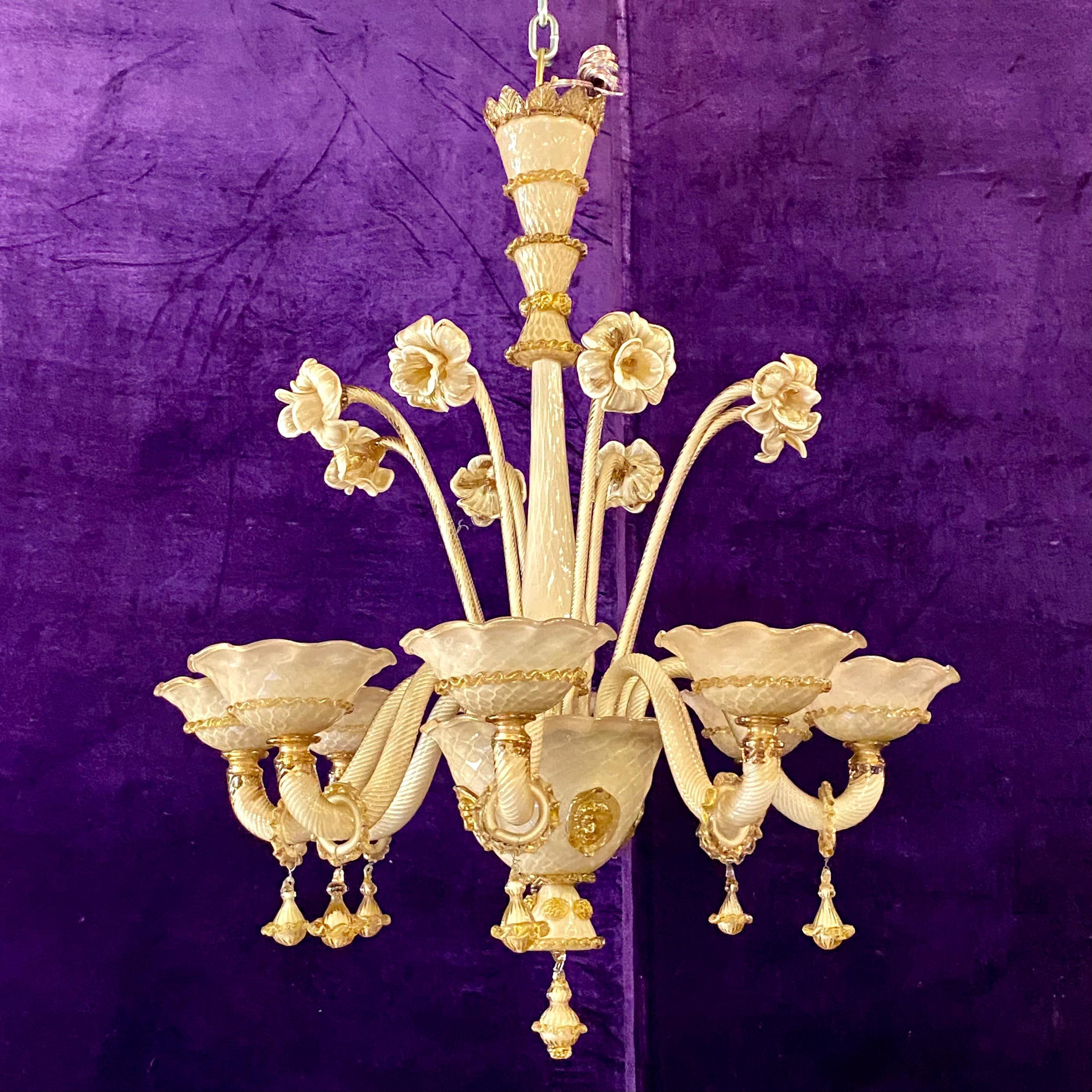 Gorgeous Gold Antique Murano Chandelier