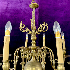 Grand Antique Brass  Flemish Chandelier - SOLD