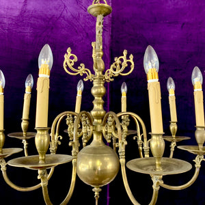 Grand Antique Brass  Flemish Chandelier - SOLD