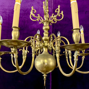 Grand Antique Brass  Flemish Chandelier - SOLD